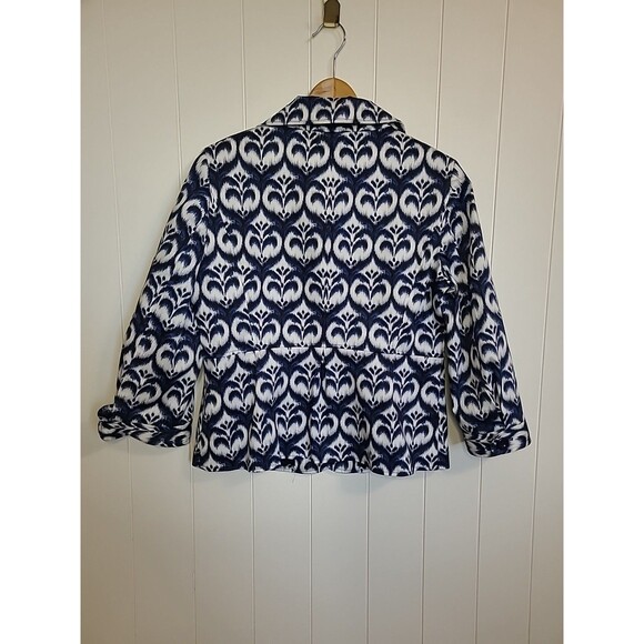 Ellen Tracy Cardigan Jacket Womens Size 12 Blue White Office Career Boho Fall - Picture 6 of 8